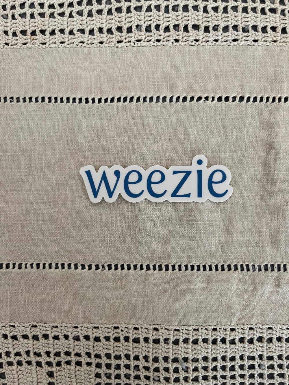 NEW Weezie Towels decal sticker white & blue